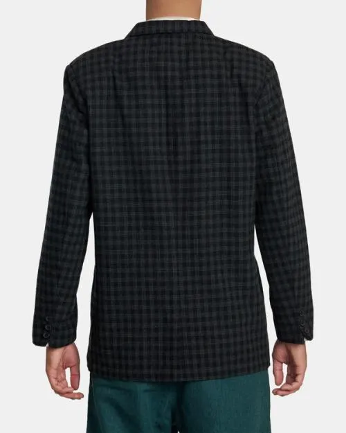 Rvca Spun Spirit Studio Plaid Blazer Navy WomenMen Jackets