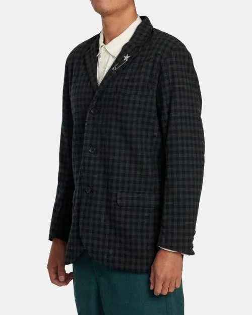 Rvca Spun Spirit Studio Plaid Blazer Navy WomenMen Jackets
