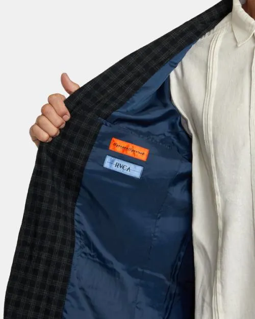 Rvca Spun Spirit Studio Plaid Blazer Navy WomenMen Jackets
