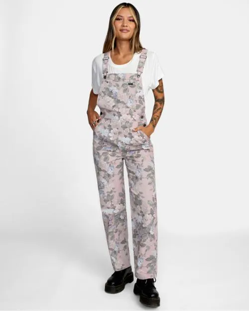 Rvca Succession Overalls Oatmeal Women Pants