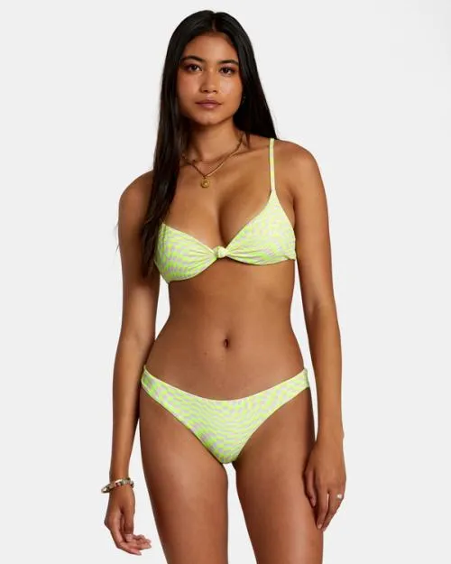Rvca Swirl Grid Eco Rib Crossback Bikini Top Pink Women Bikini Tops