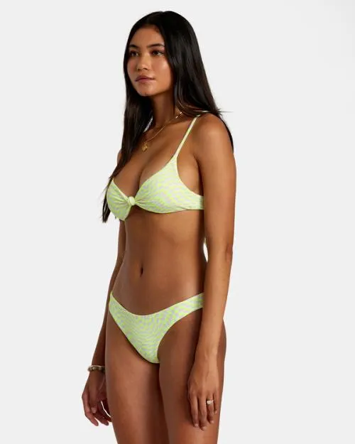 Rvca Swirl Grid Eco Rib Crossback Bikini Top Pink Women Bikini Tops