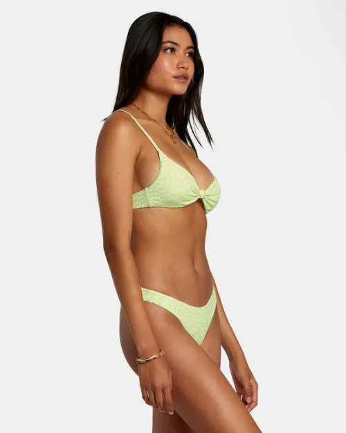 Rvca Swirl Grid Eco Rib Crossback Bikini Top Pink Women Bikini Tops