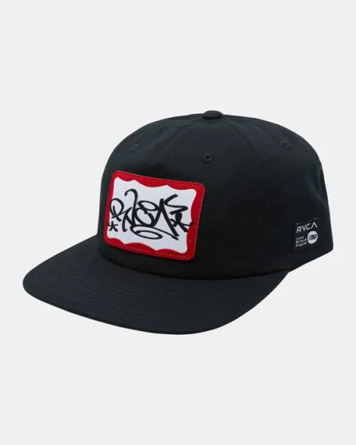 Rvca Tag Snapback Hat Black Men Hats and Beanies