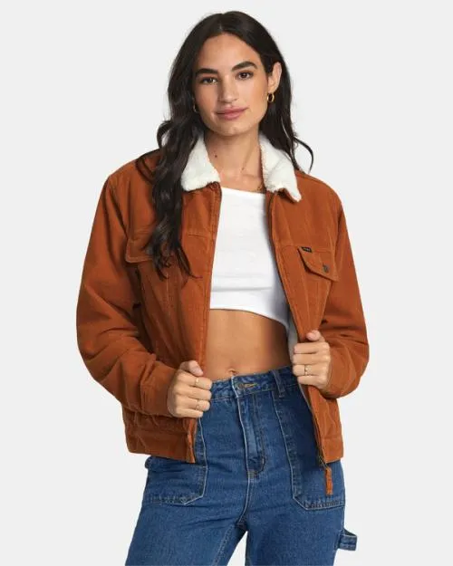 Rvca Tapped Sherpa Jacket Caramel Women Jackets
