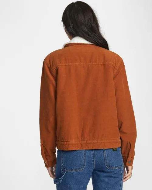 Rvca Tapped Sherpa Jacket Caramel Women Jackets