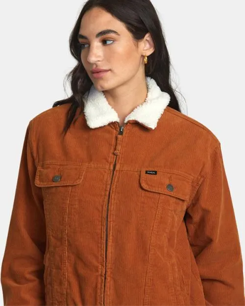 Rvca Tapped Sherpa Jacket Caramel Women Jackets