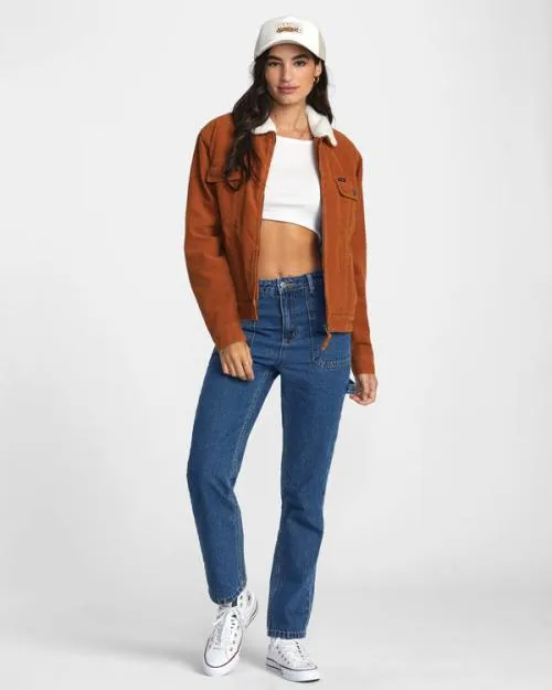 Rvca Tapped Sherpa Jacket Caramel Women Jackets