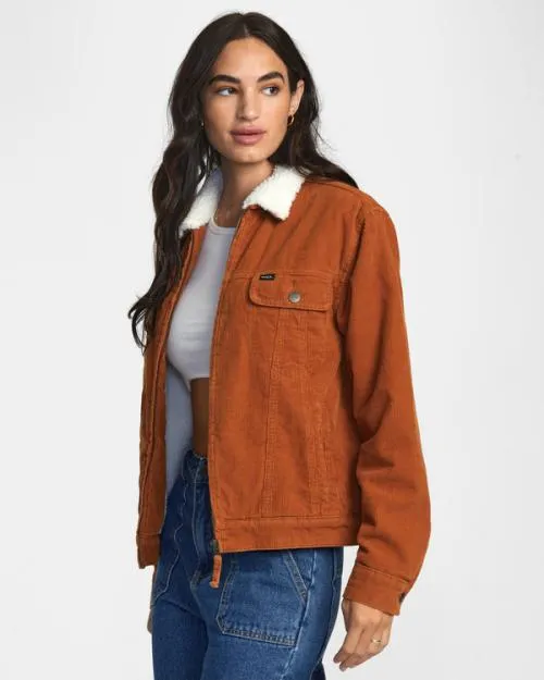 Rvca Tapped Sherpa Jacket Caramel Women Jackets