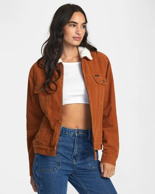 Rvca Tapped Sherpa Jacket Caramel Women Jackets