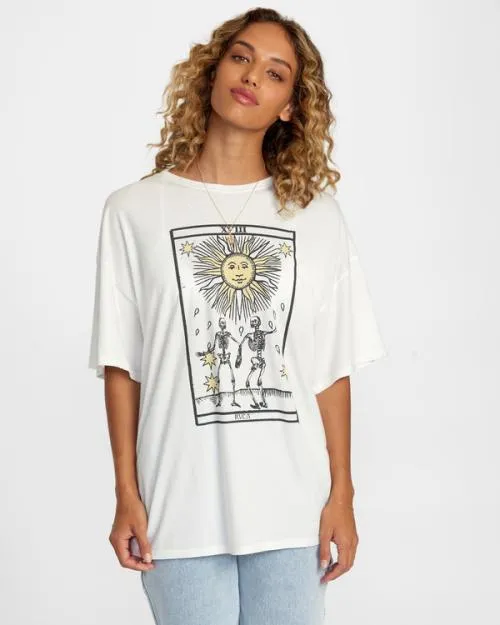 Rvca Tarot Tee Vintage White Women Tees and Tanks