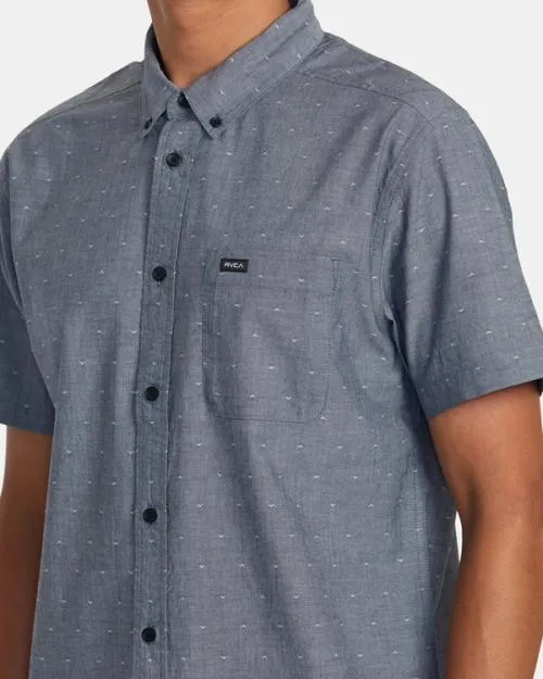 Rvca That039ll Do Dobby ButtonUp Shirt Moody Blue Men Shirts and Flannels