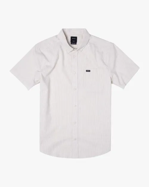 Rvca That039ll Do Micro Stripe Short Sleeve Shirt Natural Men Shirts and Flannels