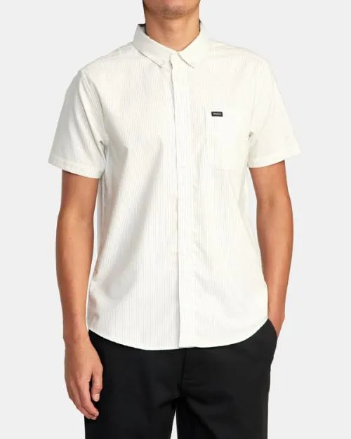 Rvca That039ll Do Micro Stripe Short Sleeve Shirt Natural Men Shirts and Flannels