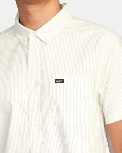 Rvca That039ll Do Micro Stripe Short Sleeve Shirt Natural Men Shirts and Flannels