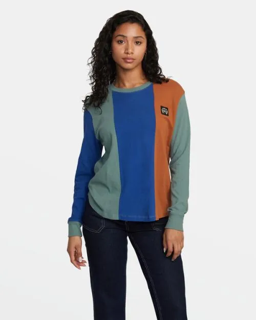 Rvca University Long Sleeve TShirt Multi Women Tees and Tanks