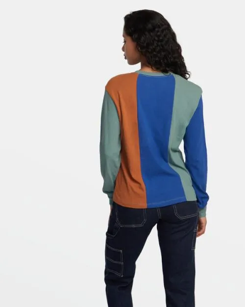Rvca University Long Sleeve TShirt Multi Women Tees and Tanks