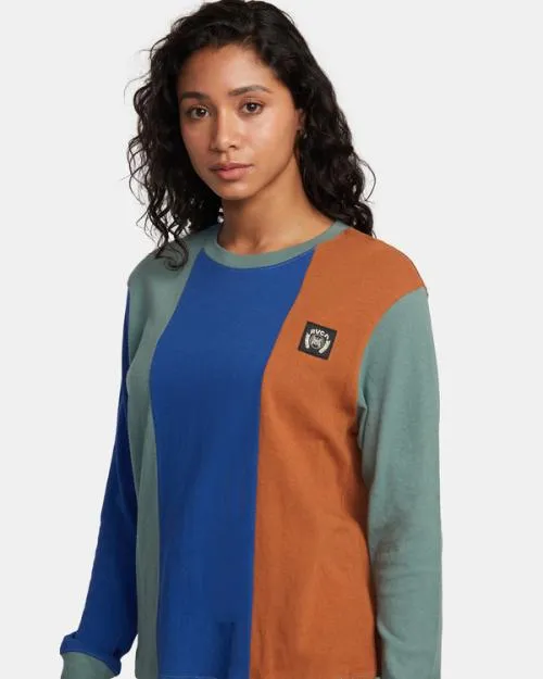 Rvca University Long Sleeve TShirt Multi Women Tees and Tanks