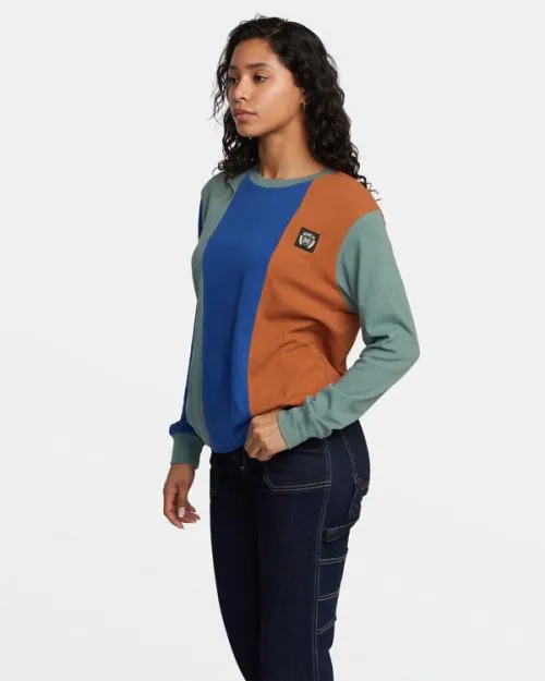 Rvca University Long Sleeve TShirt Multi Women Tees and Tanks
