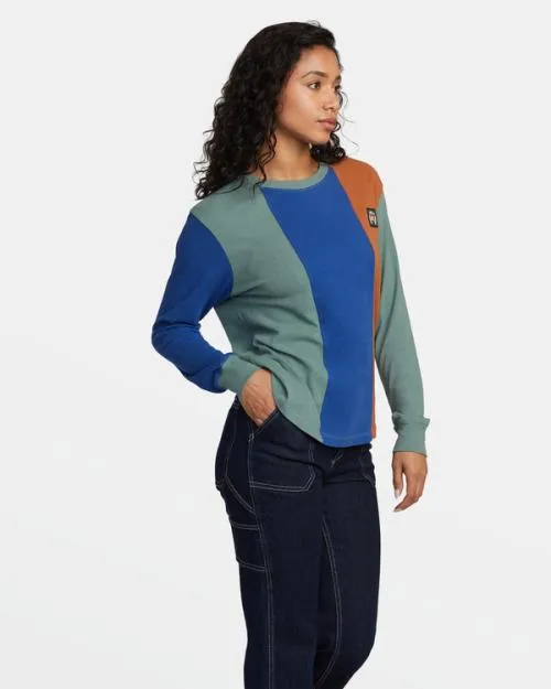 Rvca University Long Sleeve TShirt Multi Women Tees and Tanks