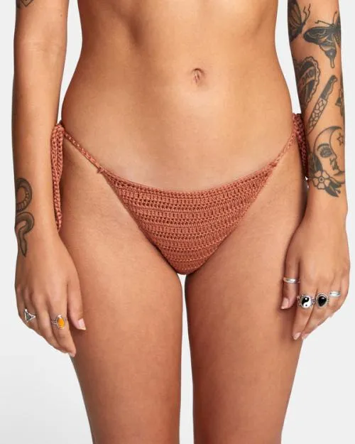 Rvca Westside Cheeky Crochet Bikini Bottoms Burnt Copper Women Bikini Bottoms