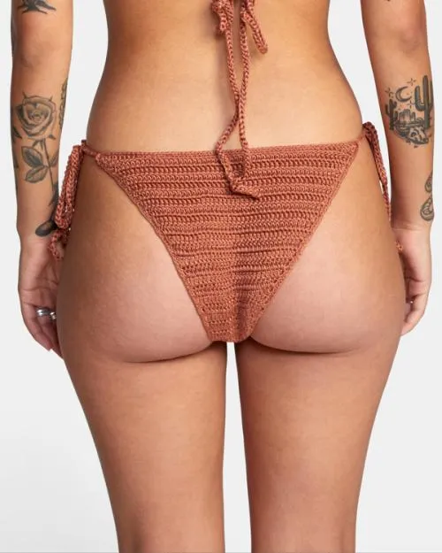 Rvca Westside Cheeky Crochet Bikini Bottoms Burnt Copper Women Bikini Bottoms