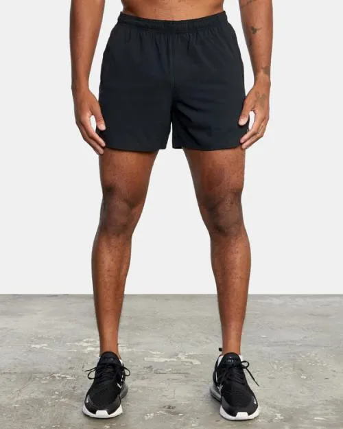 Rvca Yogger Elastic Waist Running Shorts 15034 Black Men Athletic Shorts