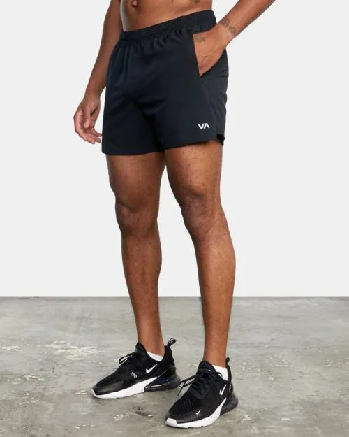 Rvca Yogger Elastic Waist Running Shorts 15034 Black Men Athletic Shorts