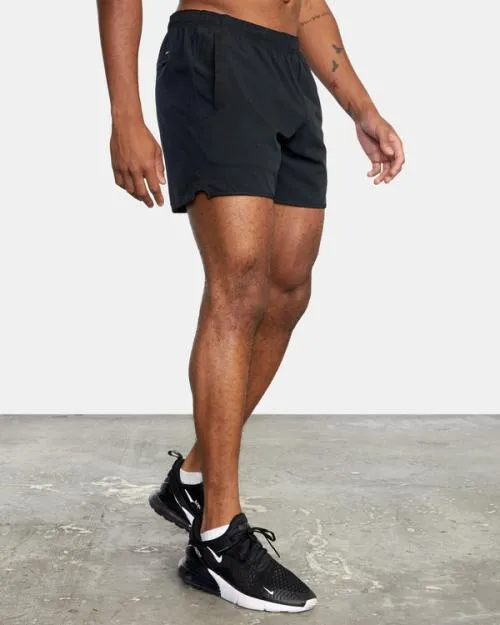 Rvca Yogger Elastic Waist Running Shorts 15034 Black Men Athletic Shorts