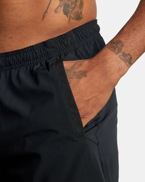 Rvca Yogger Elastic Waist Running Shorts 15034 Black Men Athletic Shorts