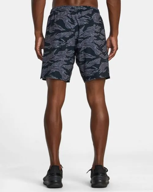 Rvca Yogger Stretch Elastic Waist Shorts 17034 Black Tiger Camo Men Athletic Shorts