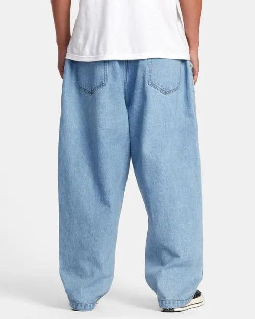 Rvca Zach Allen Elastic Waist Denim Jeans 90s Blue Men Denim
