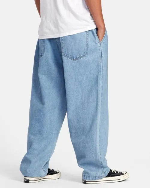 Rvca Zach Allen Elastic Waist Denim Jeans 90s Blue Men Denim