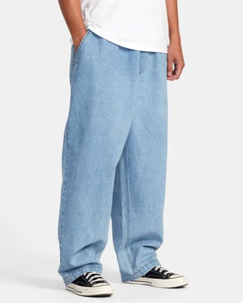 Rvca Zach Allen Elastic Waist Denim Jeans 90s Blue Men Denim