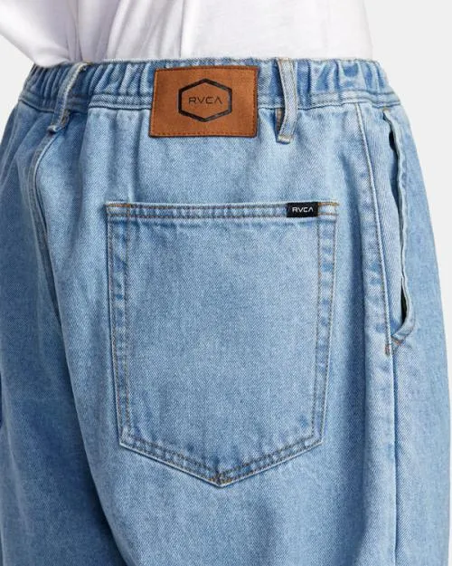 Rvca Zach Allen Elastic Waist Denim Jeans 90s Blue Men Denim
