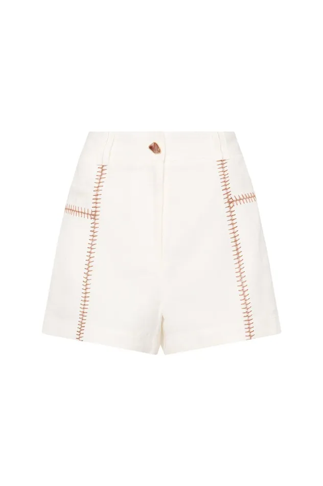 Sahira Barbstitch Short Ivorychocolate Brown Women Aje Shorts