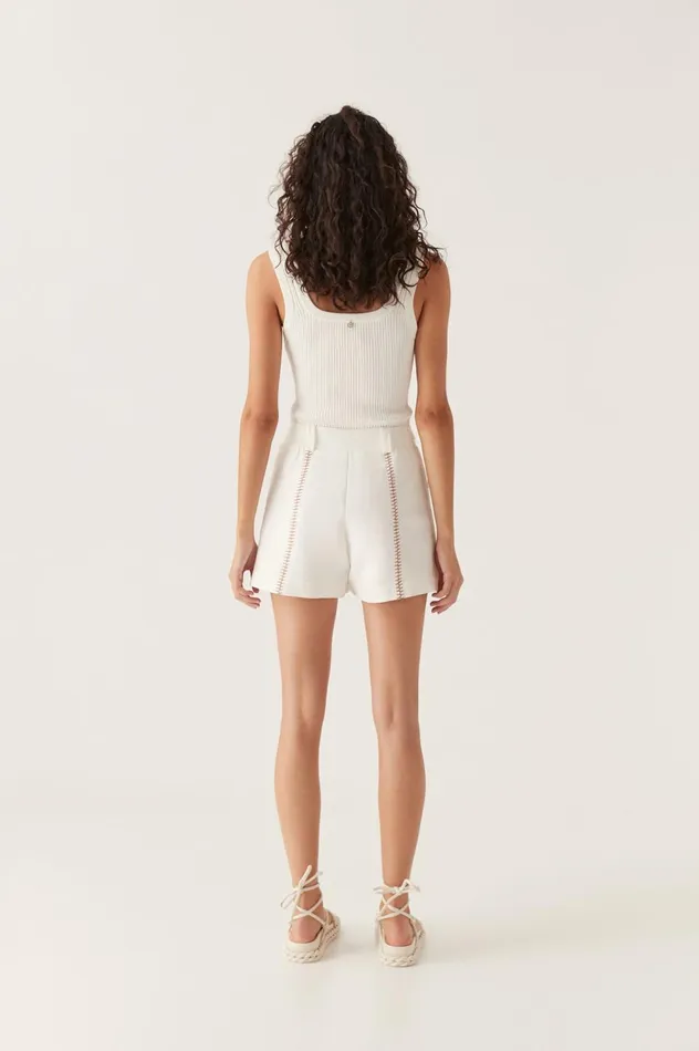 Sahira Barbstitch Short Ivorychocolate Brown Women Aje Shorts