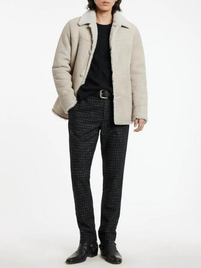 SAMMY SHEARLING Optic White Clothing John Varvatos Leather Jackets