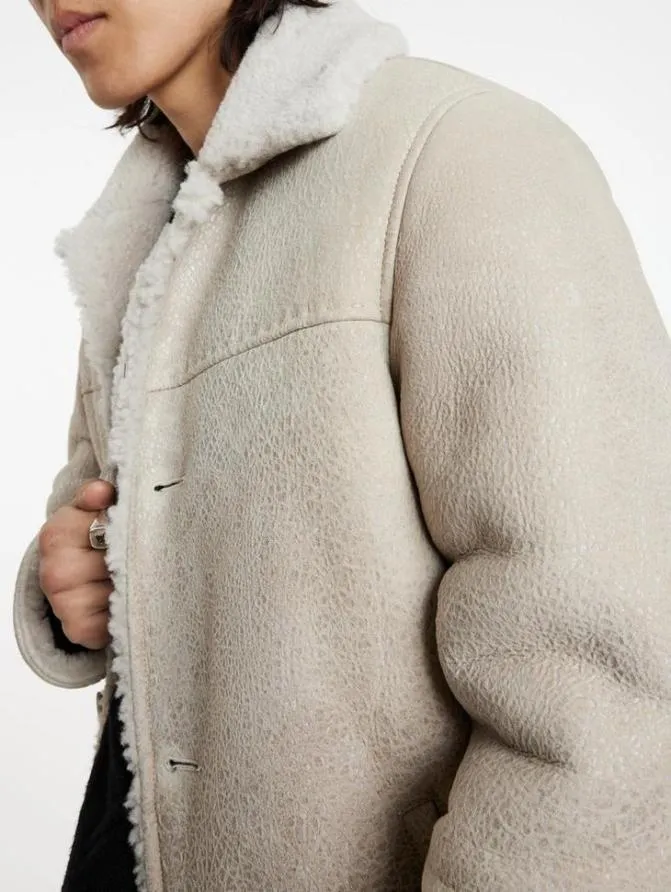 SAMMY SHEARLING Optic White Clothing John Varvatos Leather Jackets
