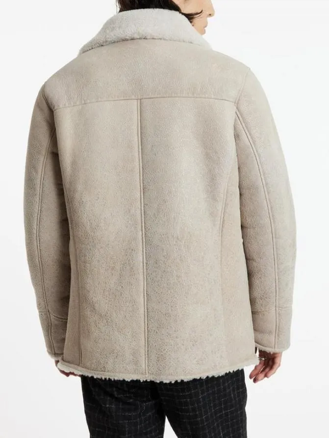SAMMY SHEARLING Optic White Clothing John Varvatos Leather Jackets
