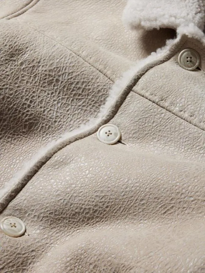 SAMMY SHEARLING Optic White Clothing John Varvatos Leather Jackets