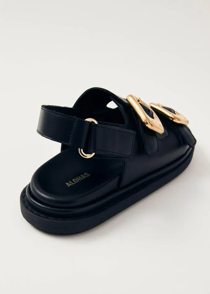 Sandals Women ALOHAS Daria Black Leather Sandals