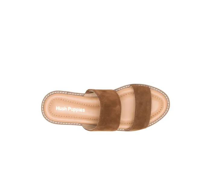 Sandals Women Briard 2 Band Slide Tan Suede Hush Puppies Sandals Women Briard 2 Band Slide Tan Suede Hush Puppies