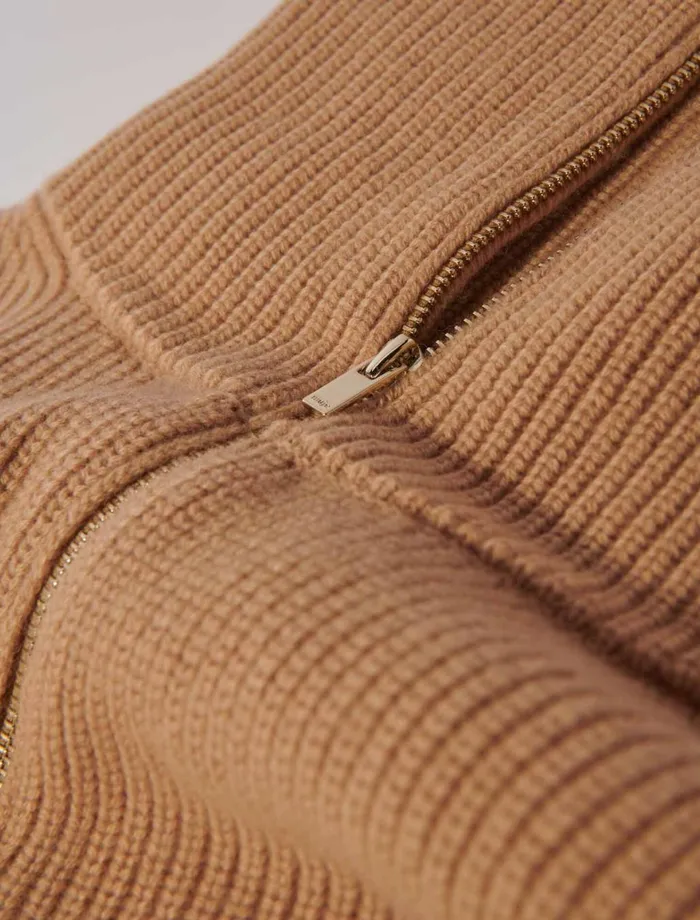 Scarves and Ponchos Women Maje CashmereWool ZipUp Neck Warmer Camel