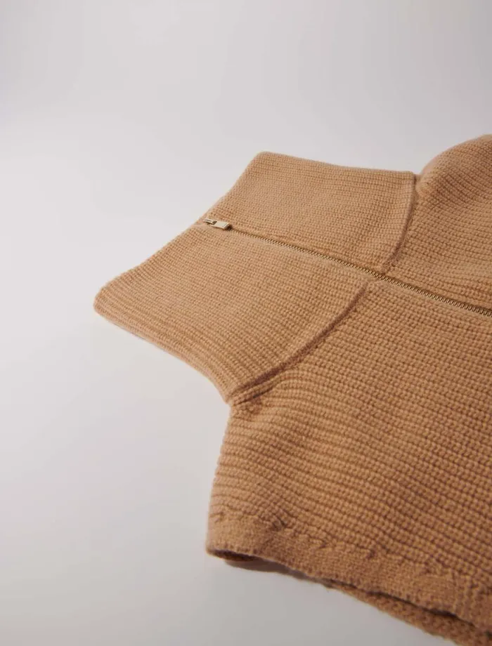 Scarves and Ponchos Women Maje CashmereWool ZipUp Neck Warmer Camel