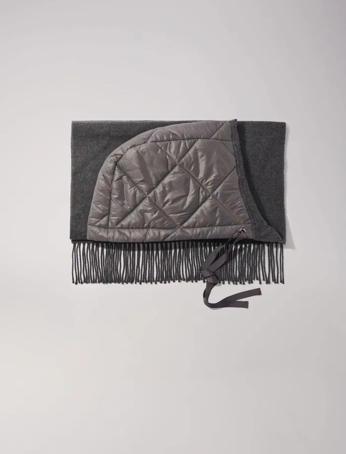Scarves and Ponchos Women Maje Hooded Wool Poncho Anthracite