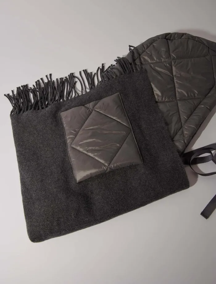 Scarves and Ponchos Women Maje Hooded Wool Poncho Anthracite