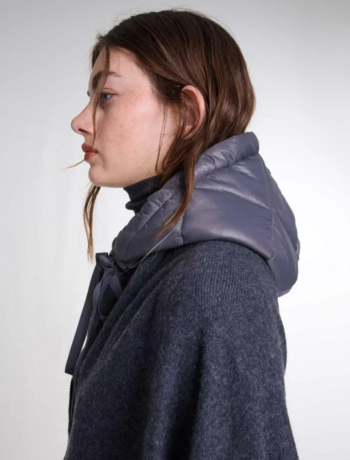 Scarves and Ponchos Women Maje Hooded Wool Poncho Anthracite