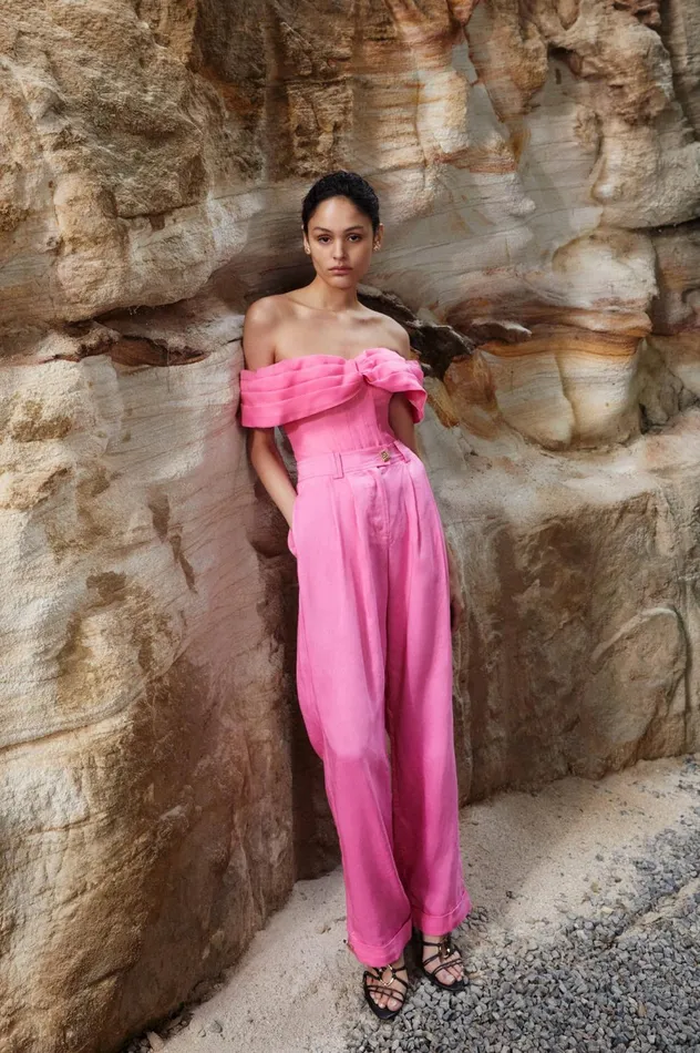 Sentiment Tailored Pant Brilliant Pink Women Aje Pants