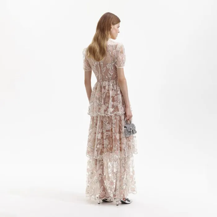 Sequin Flower Maxi Dress Women Self Portrait Dresses Sequin Flower Maxi Dress Women Self Portrait Dresses